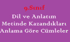 Metinde Kazandıkları Anlama Göre Cümleler – Online Test