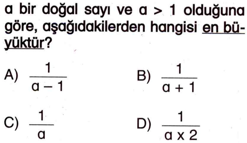 1'den büyük kesir sayısını bulma ile ilgili soru
