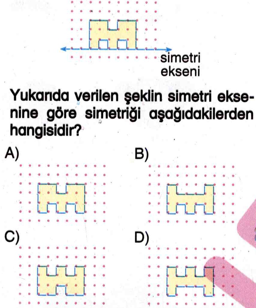Bir şeklin simetri eksenine göre simetriği ile ilgili soru