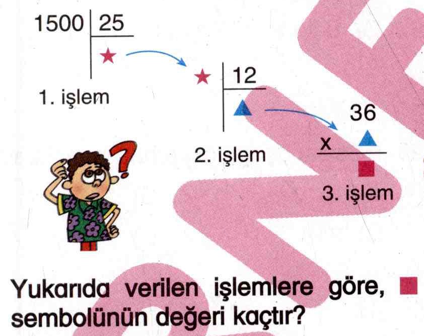 Bölme işlemine göre verilen semboller ile ilgili soru