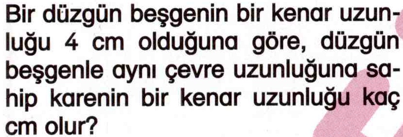 Düzgün beşgen ile ilgili soru