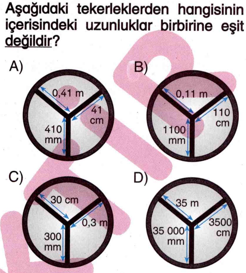Eşit olmayan uzunluklar ile ilgili soru