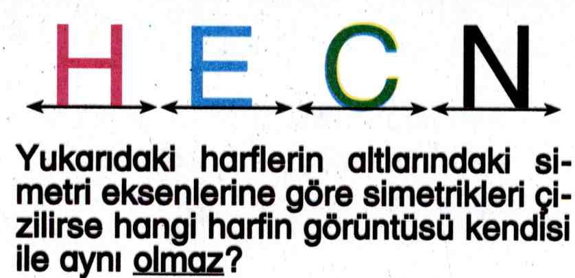 Harflere simetri eksenlerine göre simetriklerinin çizilmesi ile ilgili soru