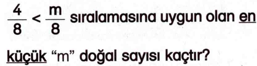 Kesirlerde küçük sayıyı bulma ile ilgili soru