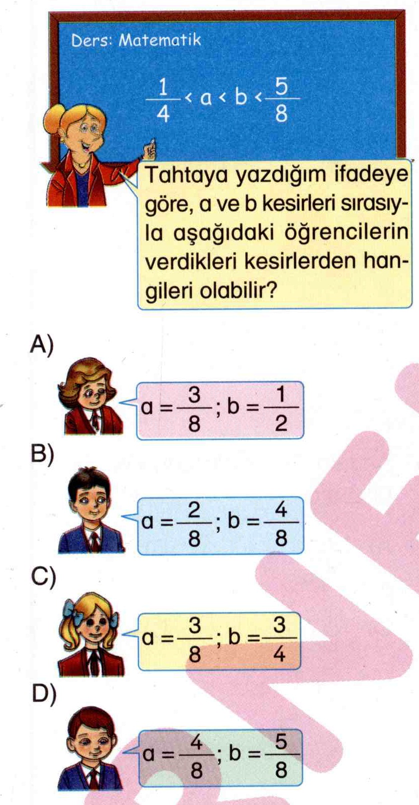 Kesirlerin karşılaştırılması ile ilgili soru