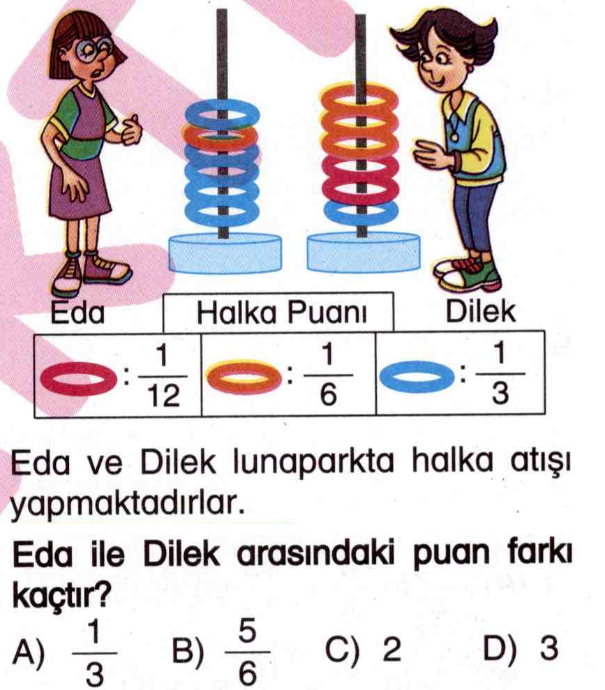 Kesirli sayılarla puan farkı hesaplama ile ilgili soru