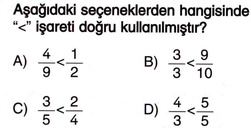 Küçük işareti ile ilgili soru