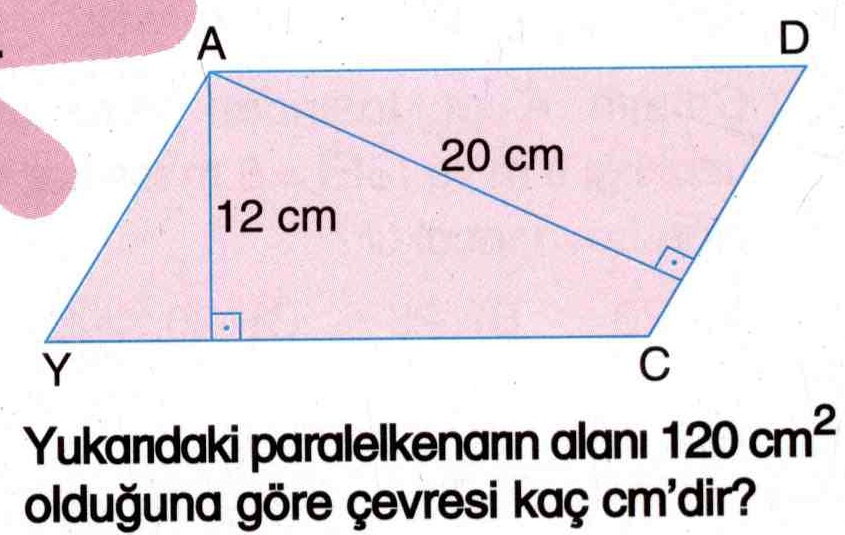 Paralelkenarın alanından çevresini hesaplama ile ilgili soru