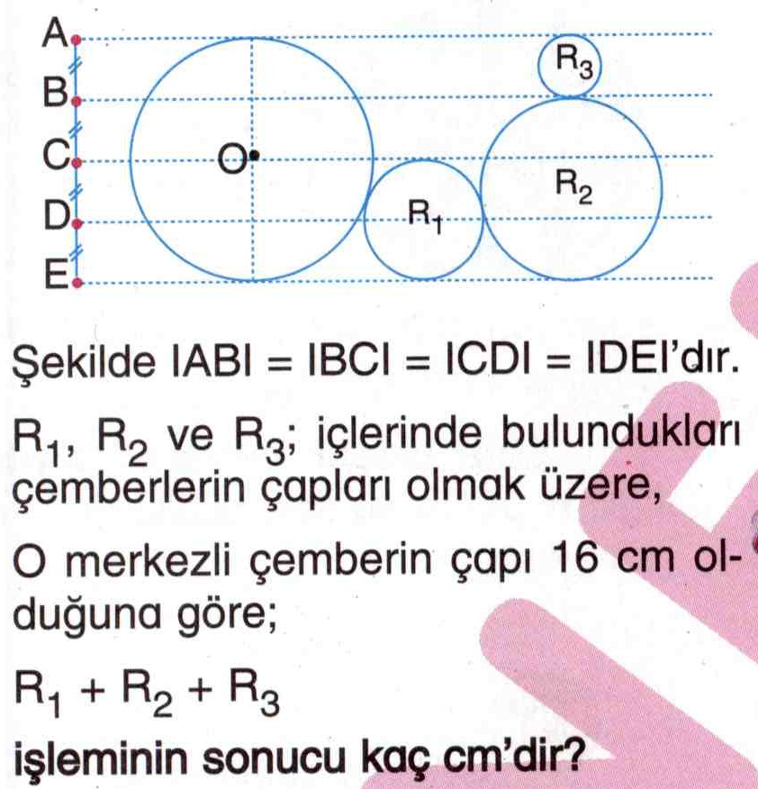 Çemberlerin çaplarını hesaplama ile ilgili soru