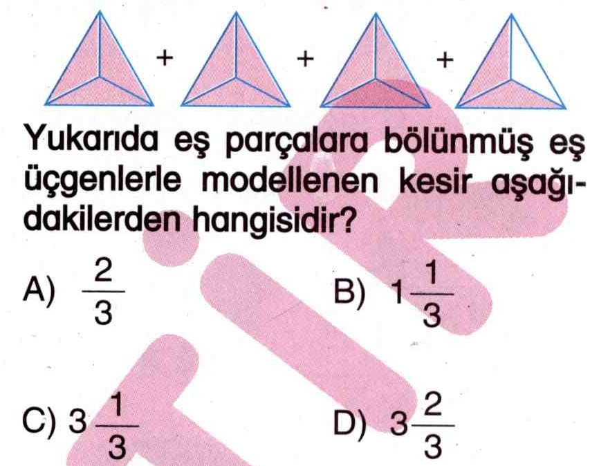 Şekil üzerinde kesir modelleme ile ilgili soru