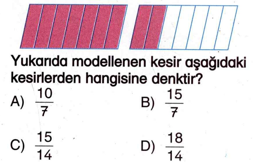 Şekil üzerinden kesirler ile ilgili soru