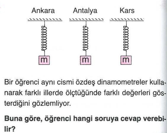 Aynı cismin farklı illerde farklı değerler göstermesi ile ilgili soru