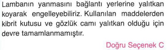 Bir devrede lambanın yanması engelleyen bağlantı noktası ile ilgili sorunun cevabı