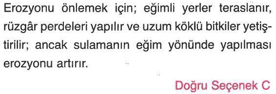 Erozyonu önlemek için alınan önlemler ile ilgili sorunun cevabı