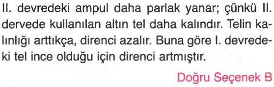 Farklı elektrik devrelerinde ampüllerin farklı yanması ile ilgili sorunun cevabı