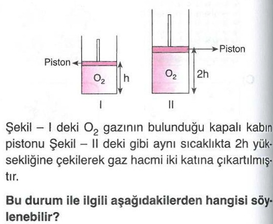 Gaz maddelerin hacmi ile ilgili soru