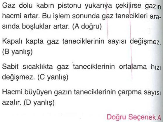 Gaz maddelerin hacmi ile ilgili sorunun cevabı