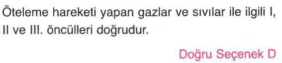 Gazlarda ve sıvılarda atom ve moleküller ile ilgili sorunun cevabı