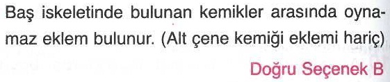 Kemikler arasında oynamaz kemiklerin bulunduğu bölümler ile ilgili sorunun cevabı