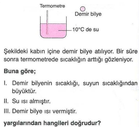 Madde ve ısı ile ilgili soru