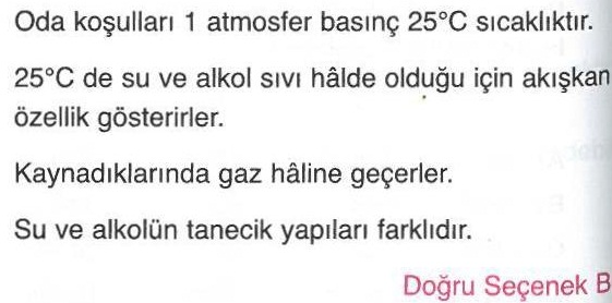 Oda koşullarında su ve alkolün durumu ile ilgili sorunun cevabı