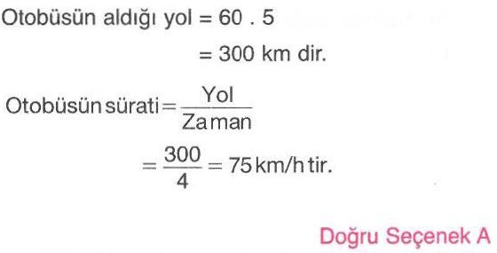 Sabit hızla giden aracın km-hız hesaplaması ile ilgili sorunun cevabı