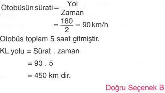 Sabit sürat ve kat edilen yol ile ilgili sorunun cevabı