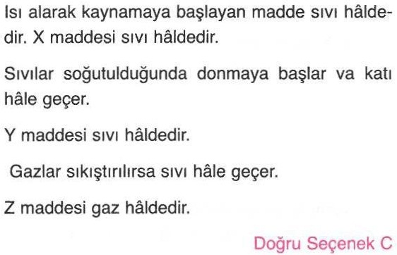 X, Y, Z maddelerinin fiziksel halleri ile ilgili sorunun cevabı