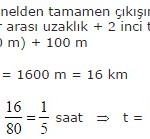 Hız ve Hareket Problemleri Çözümlü Sorular Online Test